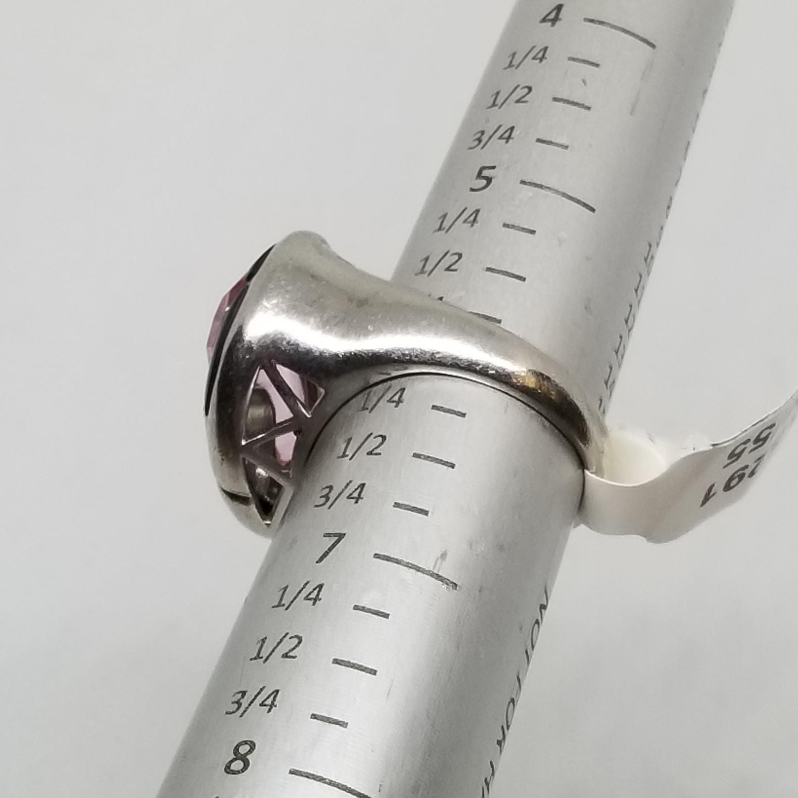 FA5291 Vintage Sterling With Pink CZ and Onyx Ring, Size 6 FA5291 Vintage Sterling With Pink CZ and Onyx Ring, Size 6