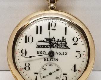 FAPW291 1911 Gold Filled Elgin Pocket Watch, Grade 336, Size 18s, 17 Jewels, Not Working w/a B&O No. 12 Dial.