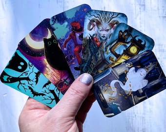 LE - Pocket Deck - Creatures of the Night Oracle with PDF Guidebook - Monster Oracle, Samhain Oracle, Shadow Deck, Creatures, Indie Deck