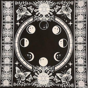 Zodiac Moon Phases Tarot Cloth: Wicca Altar Divination Tool