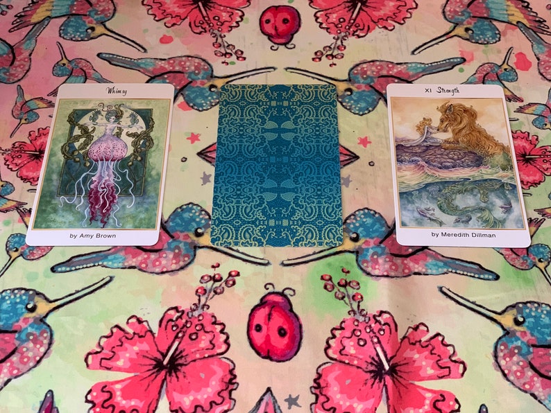Hummingbird Tarot Cloth Flower Table Cloth Altar Cloth Tablecloth Garden Witch Tarot Reader Set Witch Gift Spring Altar image 3