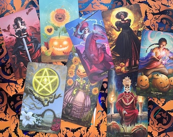 78 Tarot Halloween con Guía en Color PDF - Tarot de Truco o Trato, Tarot Samhain, Tarot Monstruo, Baraja Indie, 78Tarot, cartas de tarot