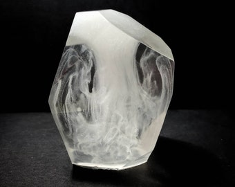 White Resin Crystal Nightlight, Glow-in-the-dark, Unique Gift for Boy or Girl, Graduation 2023, Light Up Present for bedroom, Paperweight