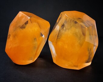 Orange Resin Crystal Nightlight, Glow-In-The-Dark, Paperweight for Bedroom or Office, Handmade Unique Gift for Boy or Girl, Graduation 2023