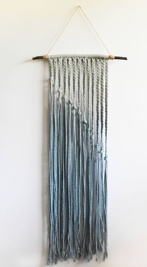 Décoration macramé ou Tenture murale bleue. Décoration murale tendance Art macramé ou Décoration sarcelle. Macramé Chambre Macramé mural