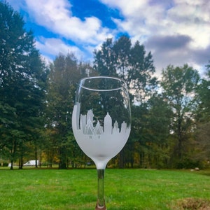 Boston,MA Panoramic Skyline Wine Glass Stemmed or Stemless•Etched City Skyline•Gift