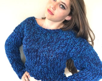 Easy Knitting Pattern for a Tight Fitting, Boat Neck, Chunky Sweater