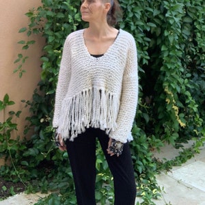 V Neck, Cozy, Tassel Sweater - Easy Knitting Pattern