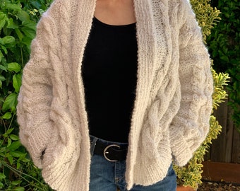 Ladies Cable Cardigan - Knitting Pattern - With Optional Belt