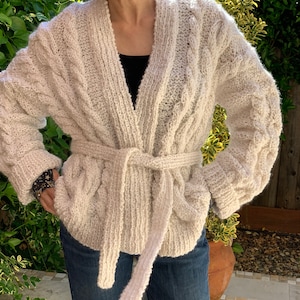 Easy, Ladies Cable Cardigan - Knitting Pattern - With Optional Belt