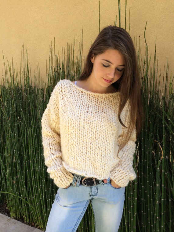 Soft Oversized Hand Knitted Thick Sweater With Hood Easy Knitting Pattern