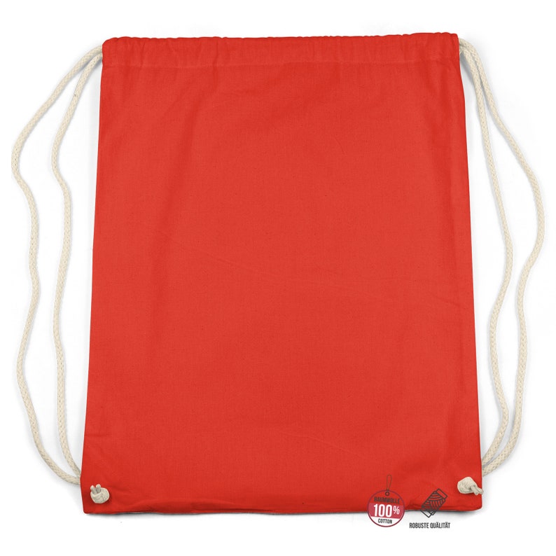 Gym bag red Drawstring backpack Gymbag Cotton Gymsack