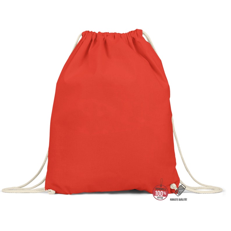 Gym bag red Drawstring backpack Gymbag Cotton Gymsack