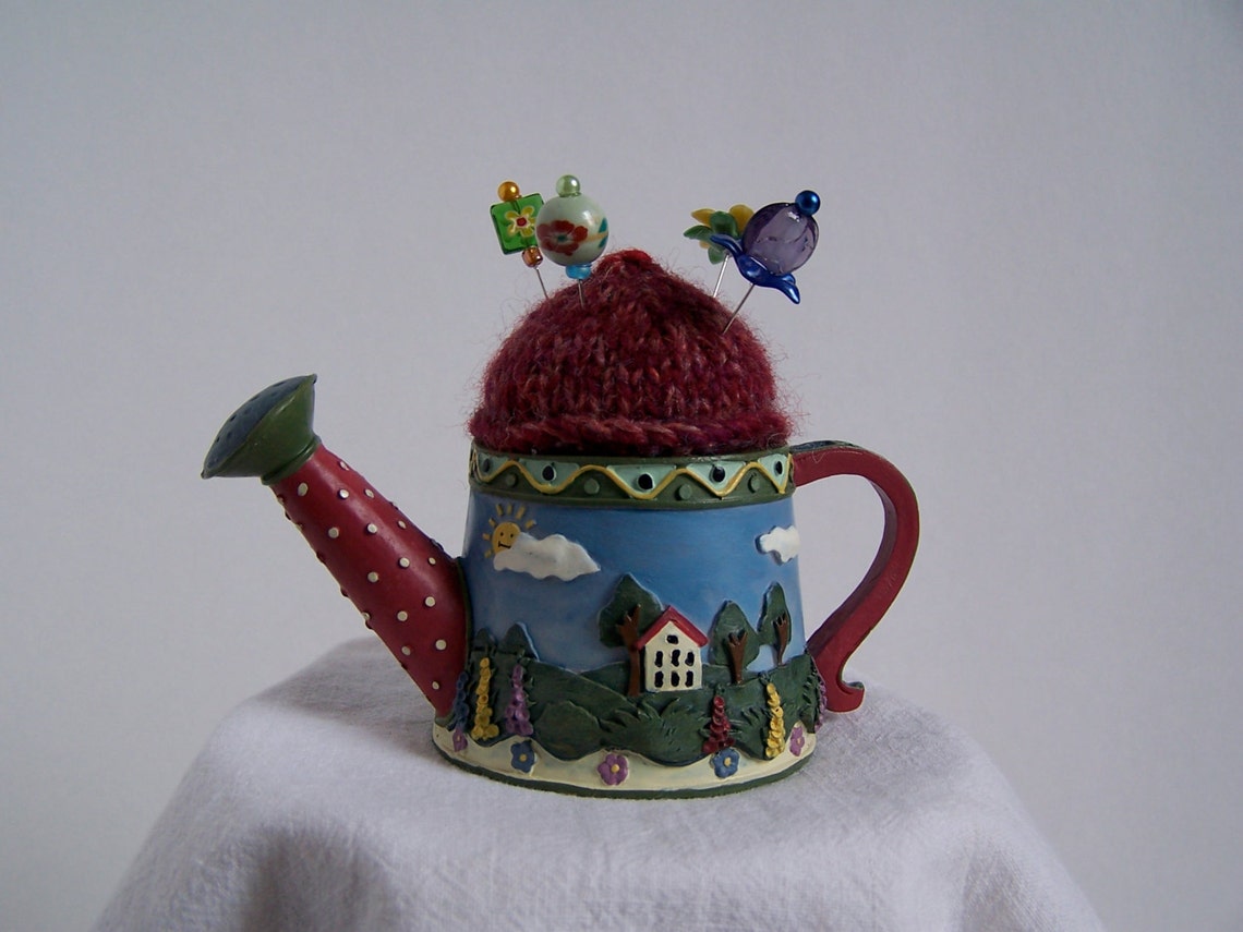 Scenic Watering Can Pincushion Etsy