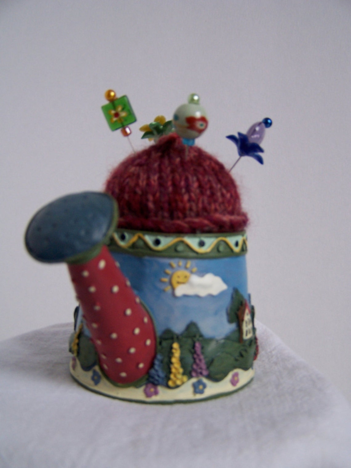 Scenic Watering Can Pincushion Etsy