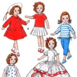 Muster 8799-20” ~ Ginny-Alexander-Kins-Riley-Vinyl Shirley Temple ~ 14,5 cm Brust ~ Vintage 1958 Puppenkleidung