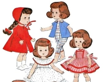 Patroon 7972-8" ~ Ginny-Muffie-Ginger-Riley-Alexander-kins ~ Poppengarderobe ~ 1953 ~ lange jurk-top en capri-zonnejurk-nachtjapon