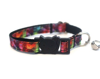 Breakaway Collar with Bell Thin Abstract Geometric Cat Collar Adjustable and Lightweight