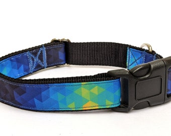 Blau und Grün Geometrisches Hunde Halsband