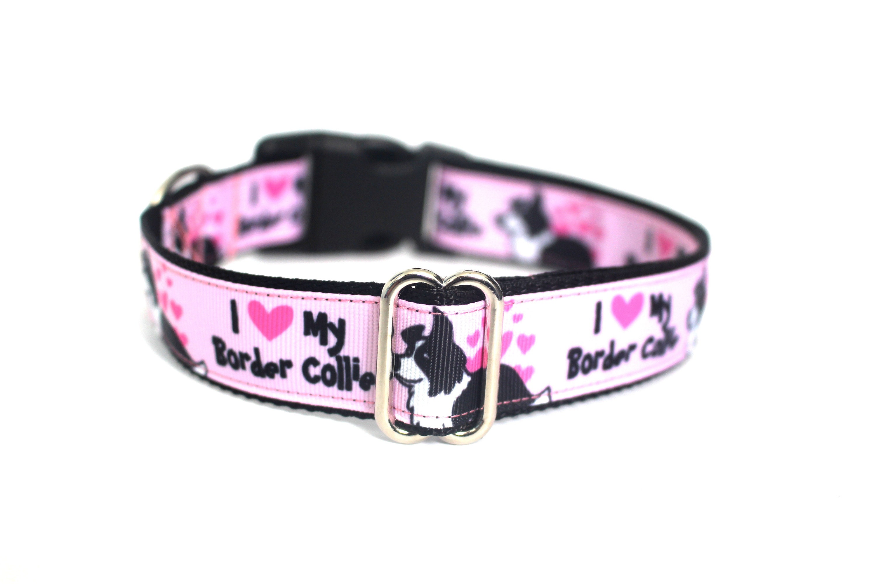 I Love My Border Collie Pink Dog Collar for Girl Dogs Etsy