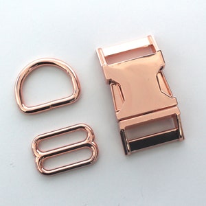 1 Inch Rose Gold Metal Hardware Set for DIY Dog Collar Making - 25mm Buckle, Slider, D-Ring Kit