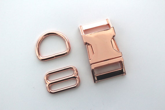 1 Inch Rose Gold Metal Hardware Set for DIY Dog Collar Making - 25mm Buckle, Slider, D-Ring Kit