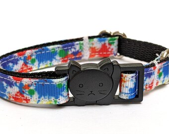 Paint Splash Cat Collar - Artistic Breakaway Collar With Bell for Kittens, Small, or Large Cats