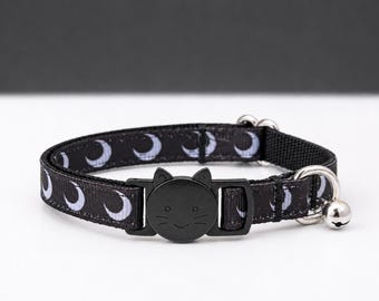 Collar para gatos Luna Celestial - Collar de seguridad Luna Breakaway con cascabel