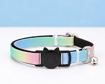 Pastel Tie Dye Rainbow Cat Collar | Breakaway Collar With Bell