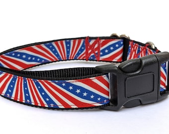 USA Stars and Stripes Dog Collar Fourth of July Celebration Patriotic Pet Collar
