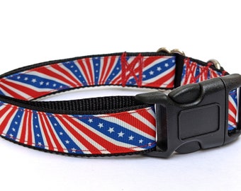 USA Stars and Stripes Dog Collar Fourth of July Celebration Patriotic Pet Collar