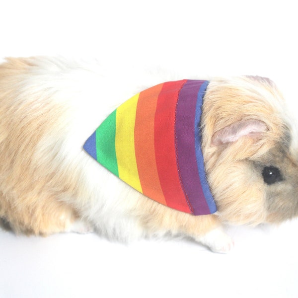 Rainbow Pride Mini Bandana for Guinea Pigs and Bunny Rabbits - Colorful Stripes Small Pet Bandana