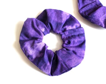 CLEARANCE Purple Marbled Hair Scrunchies - Violet Hair Tie Elastics