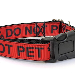 Red Do Not Pet Dog Collar With Pawprints for Nervous, Fearful, Shy, Reactive or Working, Dogs in Training