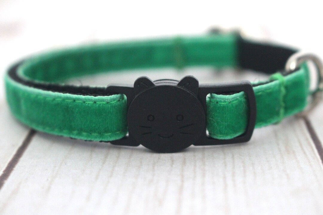 Emerald Green Velvet Cat Collar Soft Luxury Breakaway Safety Etsy