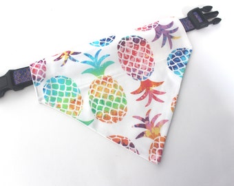 Colorful Pineapples Pet Bandana - Over the Collar Summer Fruit Dog or Cat Bandana