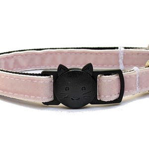 Baby Pink Velvet Cat Collar - Soft Luxury Breakaway Safety Kitty Collar With Bell for Kittens, Small, Large Cats - Thin, Adjustable