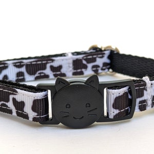 Cow Print Cat Collar - Farm Kitty Breakaway Collar With Removable Bell