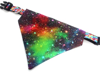 CLEARANCE Rainbow Galaxy Over the Collar Pet Bandana for Dogs and Cats