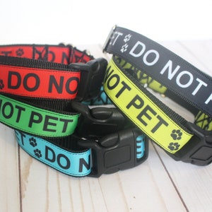 Do Not Pet Dog Collars - 5 Colors With Pawprints for Fearful, Reactive or Working Dogs