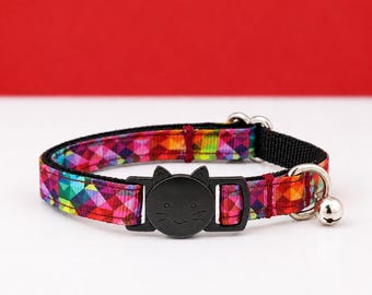 Abstract Geometric Cat Collar - Breakaway Collar + Bell