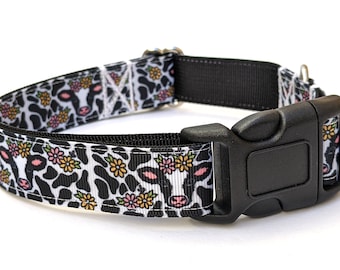Farm Dog Cow Collar | Animal Print Collar | Cute Outdoor Cattle Patterned Collar | Sturdy and Strong Buckle Collar | 3 Sizes