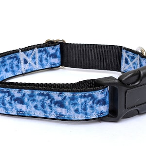 Cool Blue Dog Collar - Shades of Blue and White, Abstract Collar for Boy or Girl Dogs