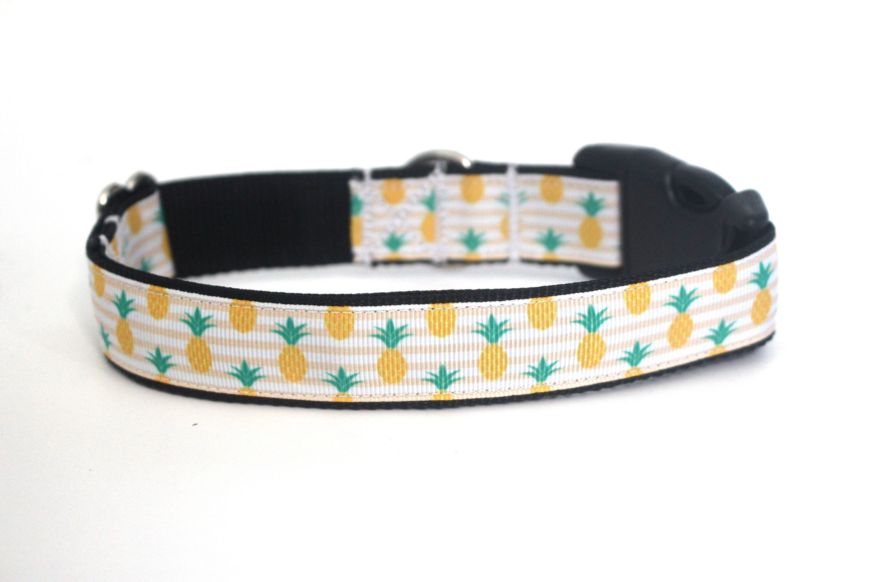 Pineapples Dog Collar Summer Fruity Beach Themed Adjustable Etsy