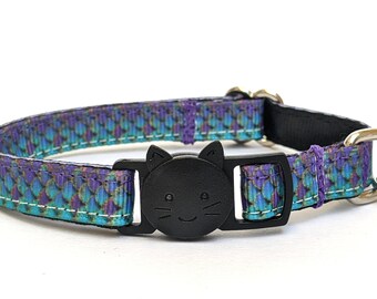 Lila und Teal Mermaid Katzenhalsband - Abbrecher Sicherheit Kitty Halsband mit Glocke für Kätzchen, große oder kleine Katzen