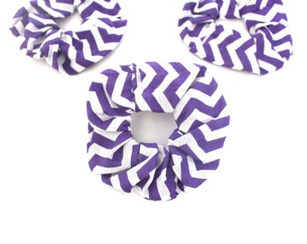 CLEARANCE Purple Chevron Hair Scrunchies - Cute Purple Hair Ties