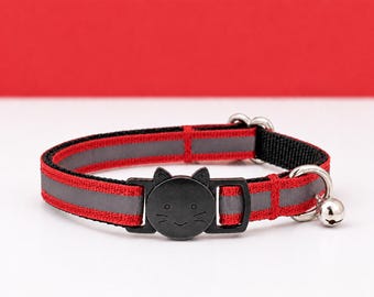 Red Reflective Cat Collar | Breakaway Safety Collar With Bell for Outdoor Cats