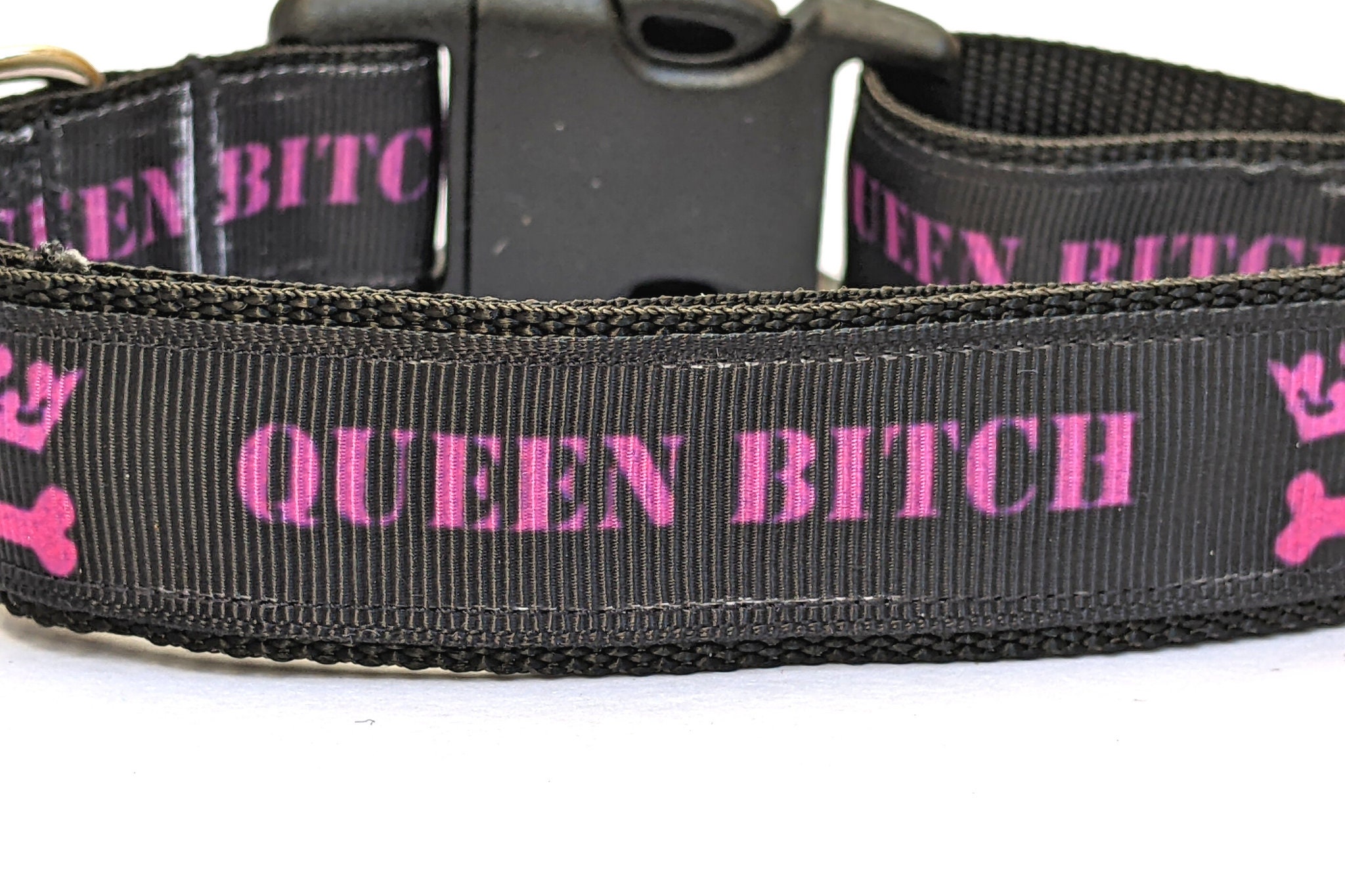Queen Bitch Dog Collar Pink and Black Queen Dog Collar Etsy Canada