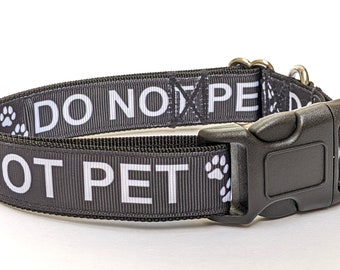 Do Not Pet Black Dog Collar With Pawprints for Fearful, Nervous, Shy, Reactive Dogs, Working or Dogs in Training