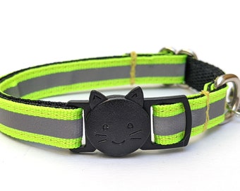 Yellow Reflective Cat Collar - Breakaway Safety Kitty Collar With Bell for Kittens, Small, Large and Outdoor Cats